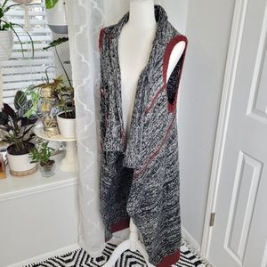 Anthropologie Gray and Red Sweater Vest